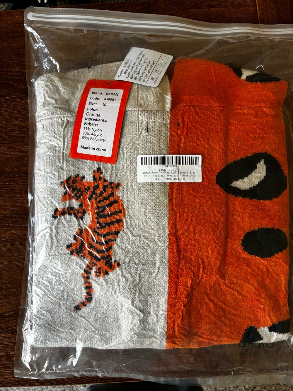Women's Leopard Tiger Print Cardigan V Neck Long Sleeve. Button Down Sweater - Picture 2 of 3